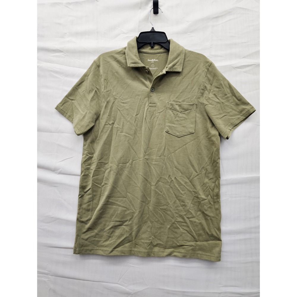 Goodfellow & Co Mens Olive Green Vintage Polo Shirt Short‎ Sleeve Cotton M NEW